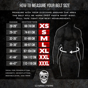 Gymreapers Nylon Belt Size Chart