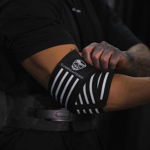 black/white elbow wraps