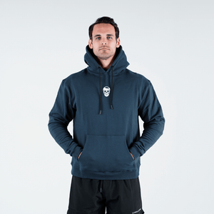 skull hoodie in navy front