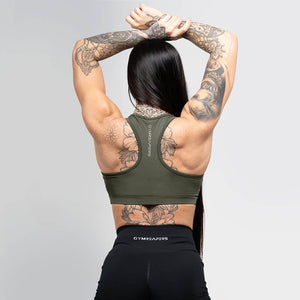 performance bra green back