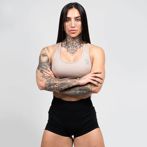 performance bra taupe front
