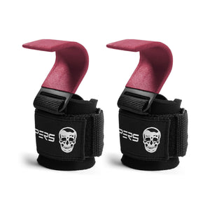 red weightlifting hooks