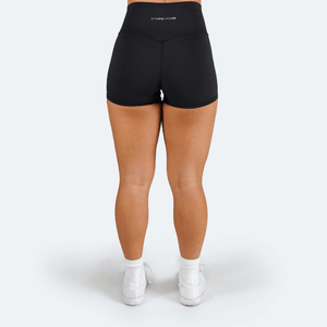 womens training shorts black back
