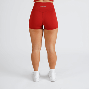womens training shorts red back