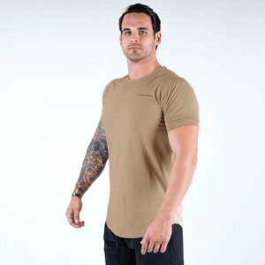 short sleeve shirt tan side