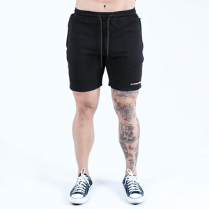 sweat shorts black font