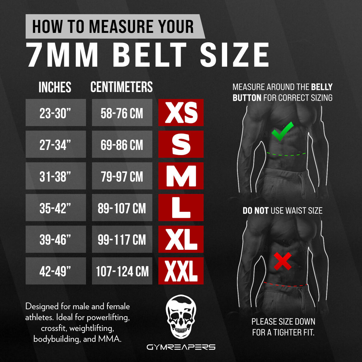 7mm belt v4 size guide