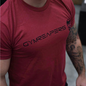 Gymreapers basic shirt in cardinal with black logo side
