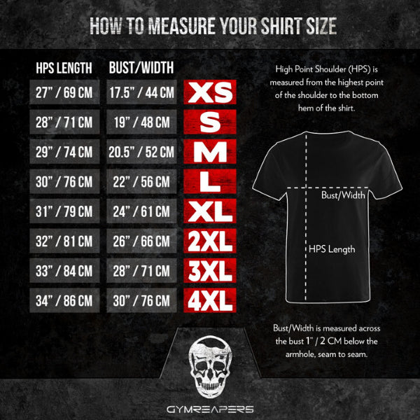 Gymreapers Basic Shirt Size Guide