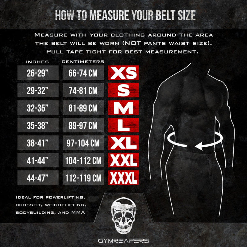 Gymreapers Nylon Belt Size Chart