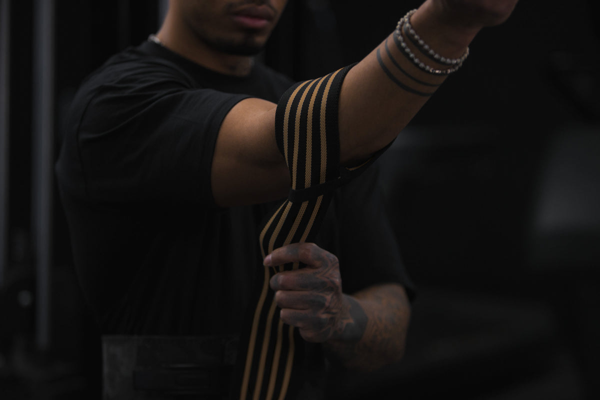 tan elbow wraps