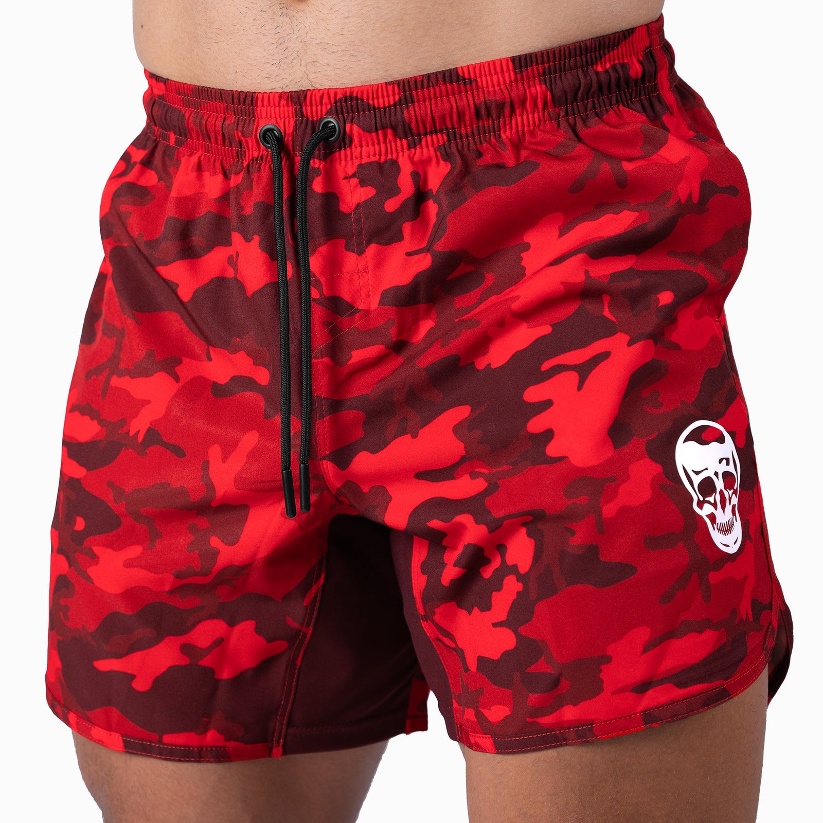 camo shorts red ash