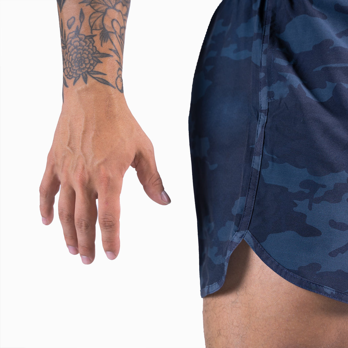 blue camo training shorts 
