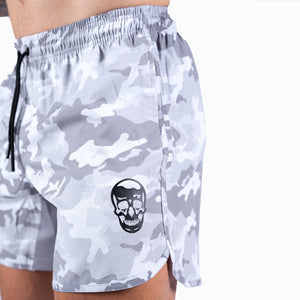 white camo shorts gymreapers
