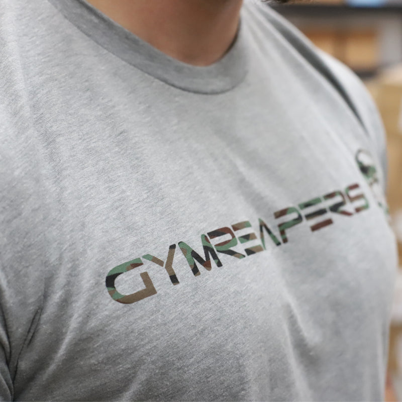 Gymreapers basic shirt in forest camo close up
