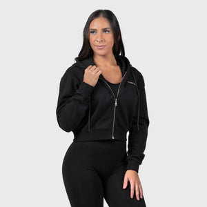 cropped skull hoodie black