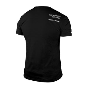 back of machine fusion shirt v2 in black 