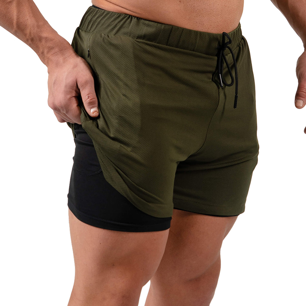 hidden pocket mesh shorts
