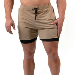 training shorts tan mesh