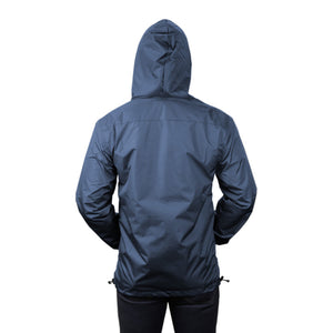 Gymreapers windbreaker in navy back view with hood