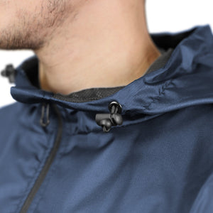 Gymreapers windbreaker in navy hood details