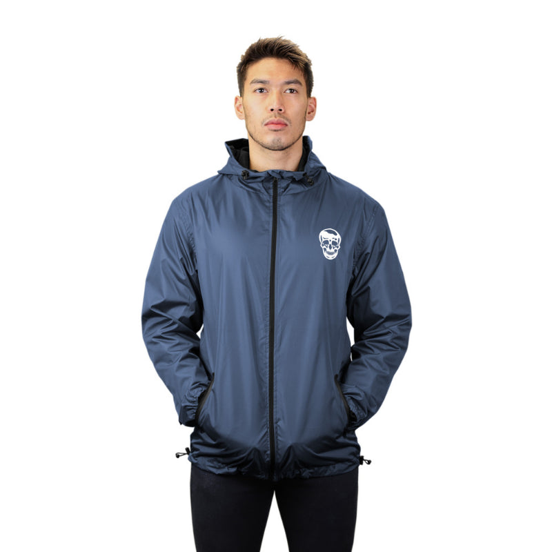 Gymreapers windbreaker in navy on model
