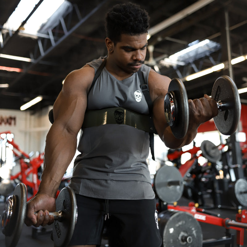 Gymreapers Arm Blaster in Military Green being tested