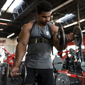 Gymreapers Arm Blaster in Military Green being tested