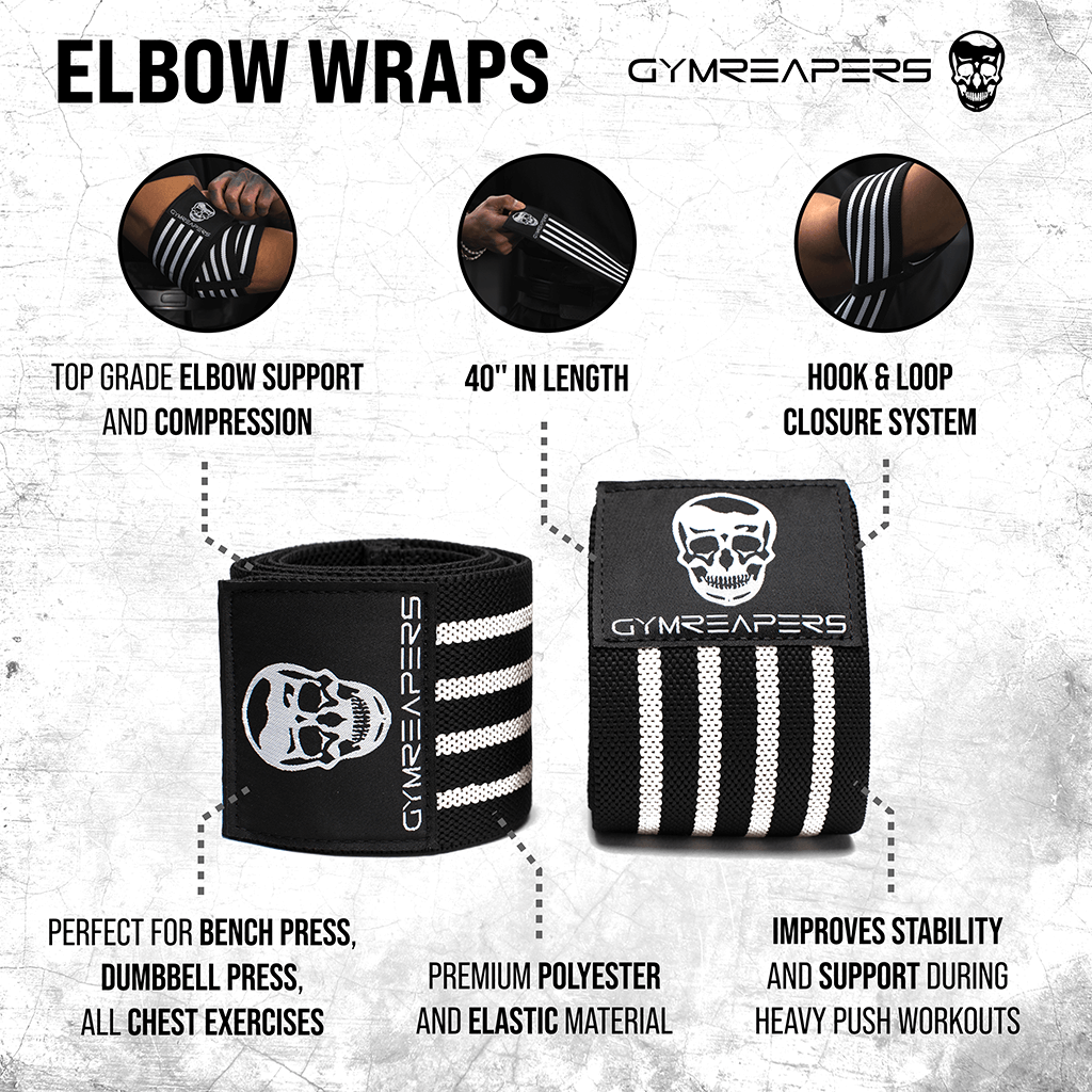 black/white elbow wraps