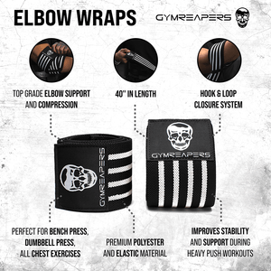 black/white elbow wraps