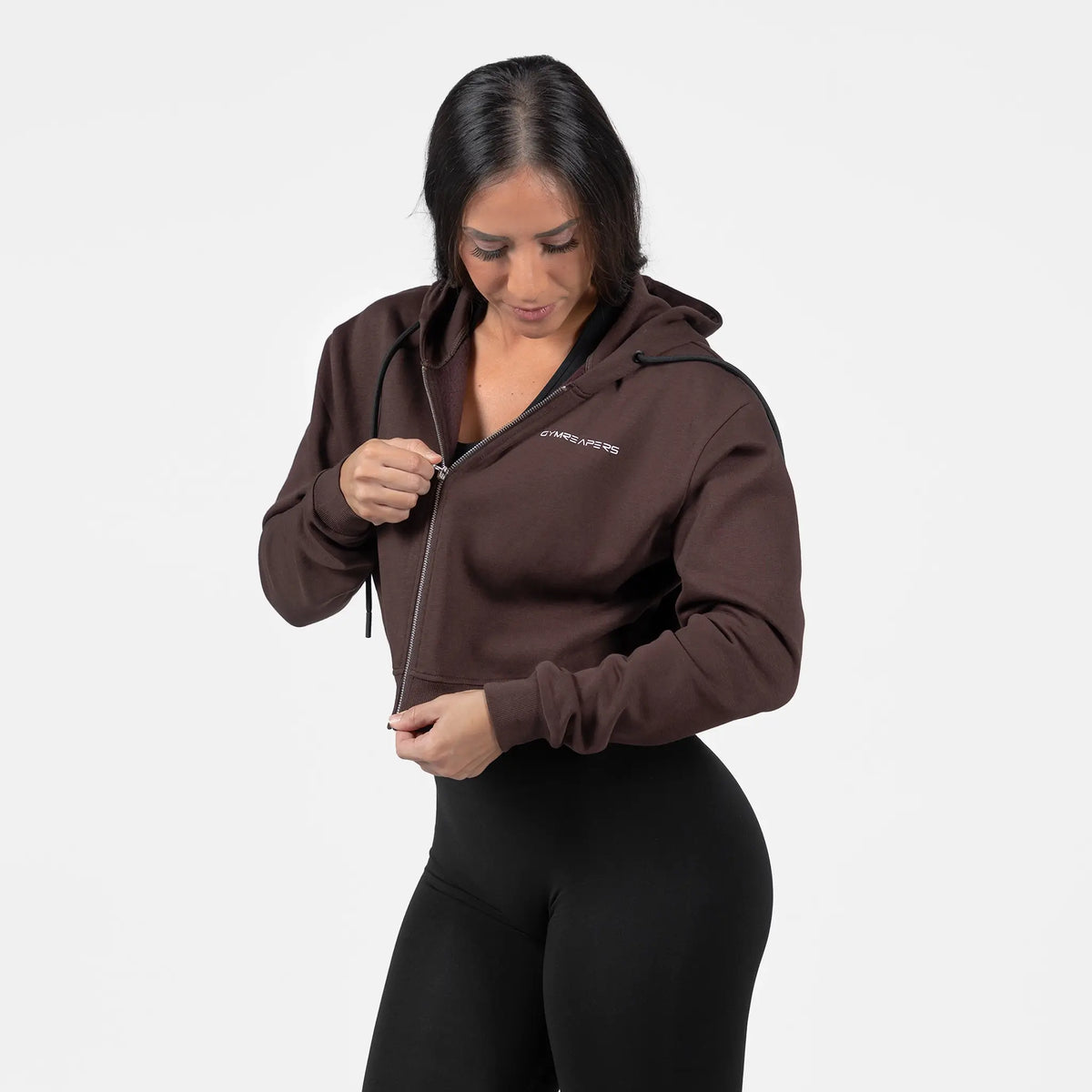 brown zip up hoodie