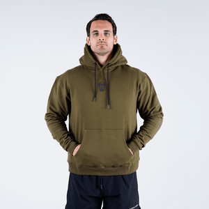 skull hoodie in od green front