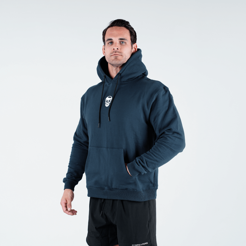 skull hoodie in navy side