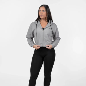 cropped skull hoodie slate