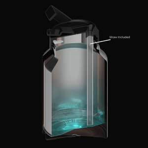 water jug with straw