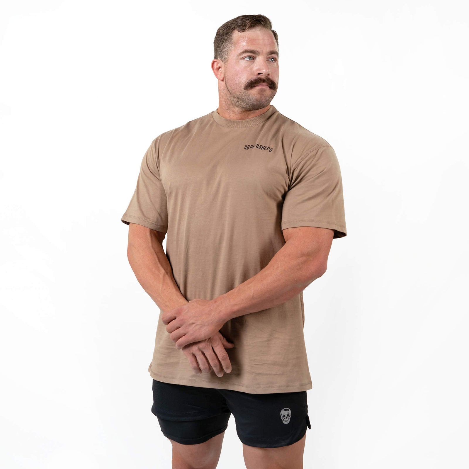 gymreapers oversized tee tan