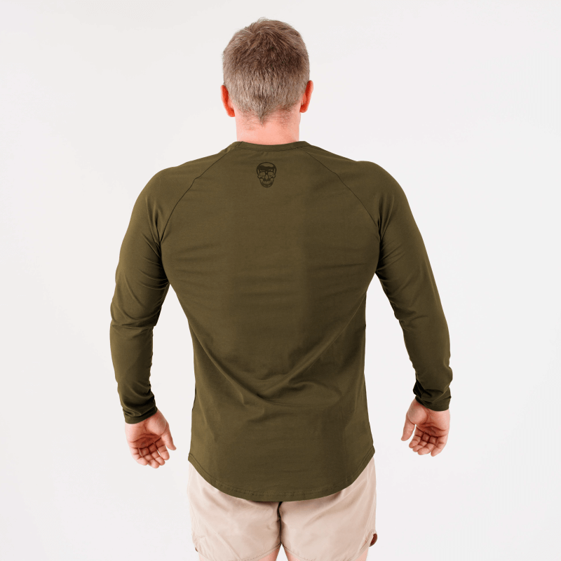 long sleeve performance od green back