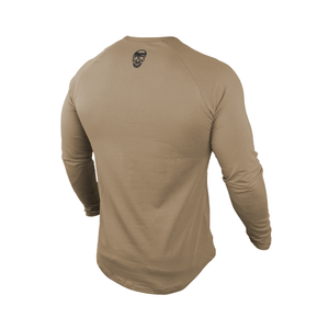 long sleeve tee gymreapers tan back