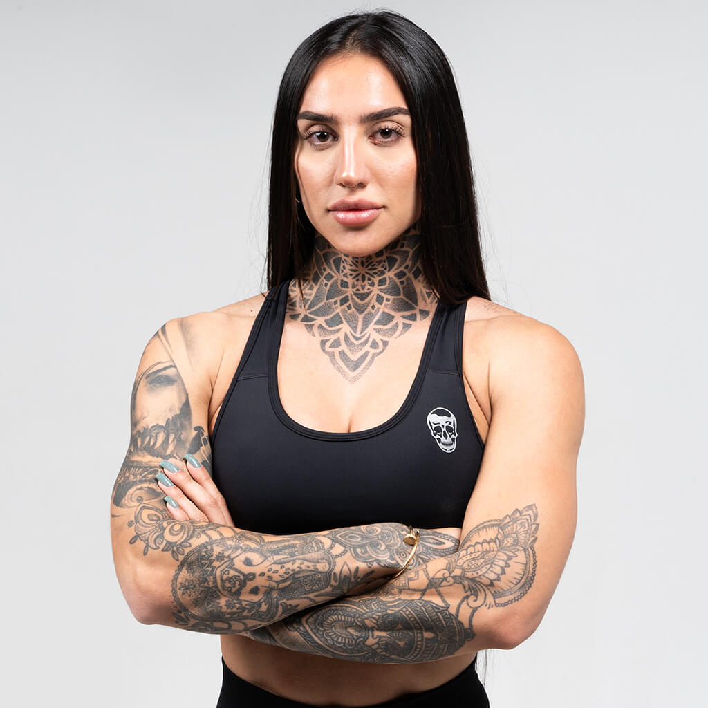 performance bra black close up