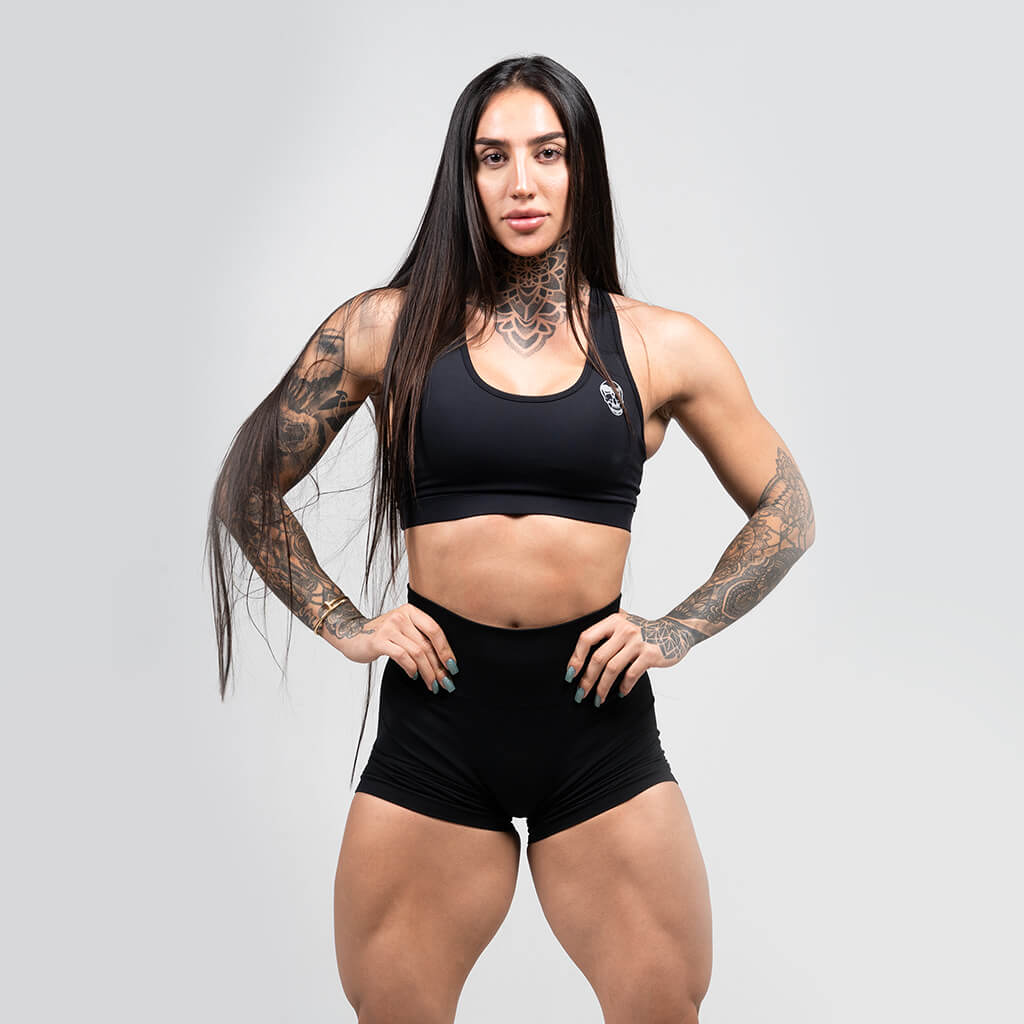 performance bra black front