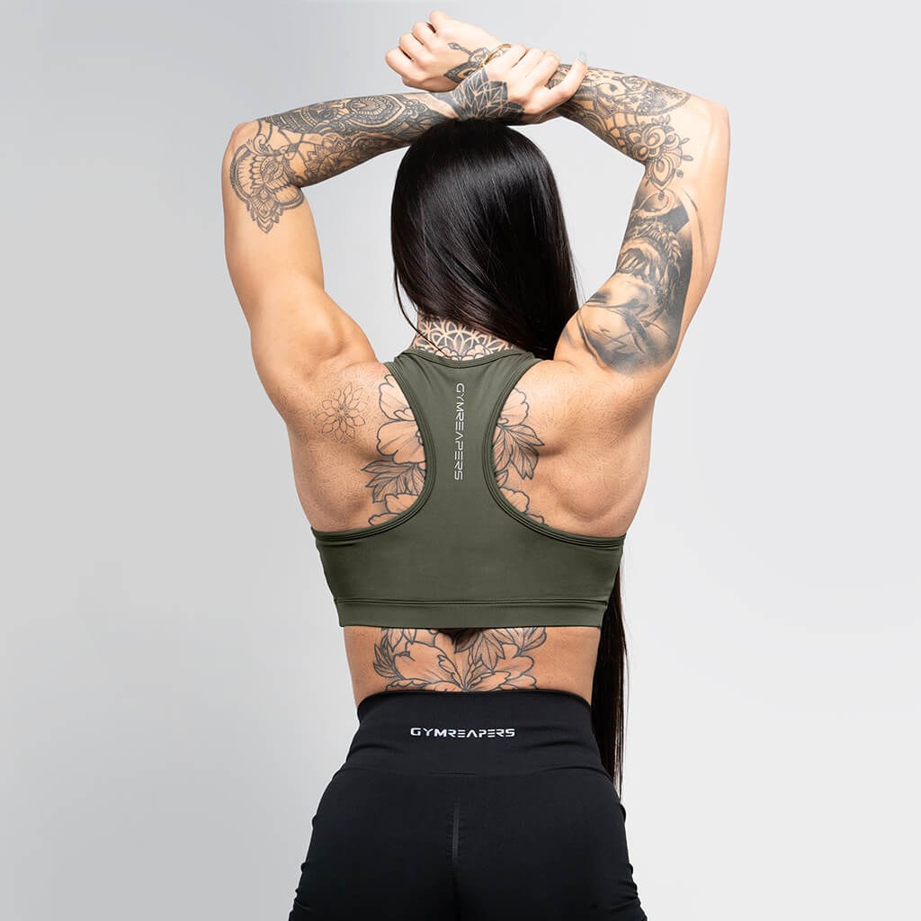 performance bra green back
