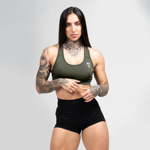performance bra green front