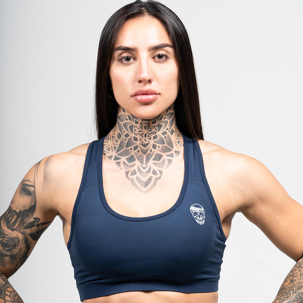 performance bra navy close up