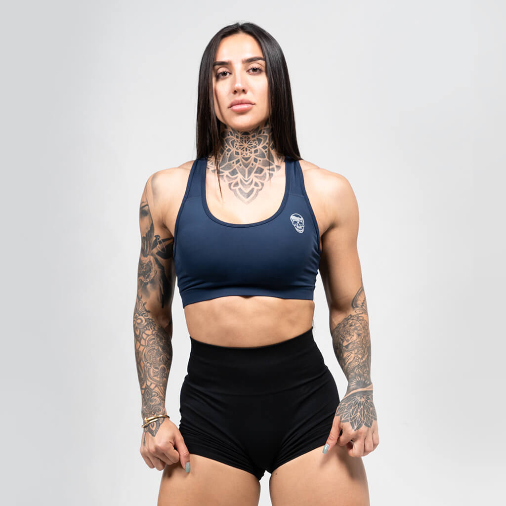 performance bra navy front