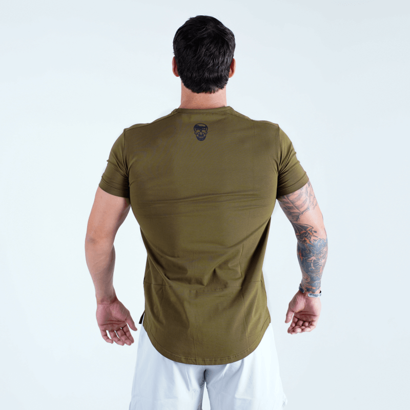 short sleeve shirt od green back