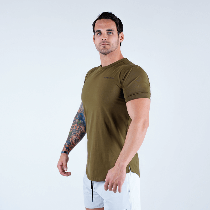 short sleeve shirt od green side