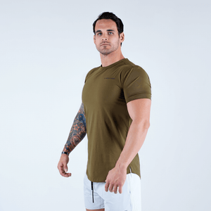 short sleeve shirt od green side