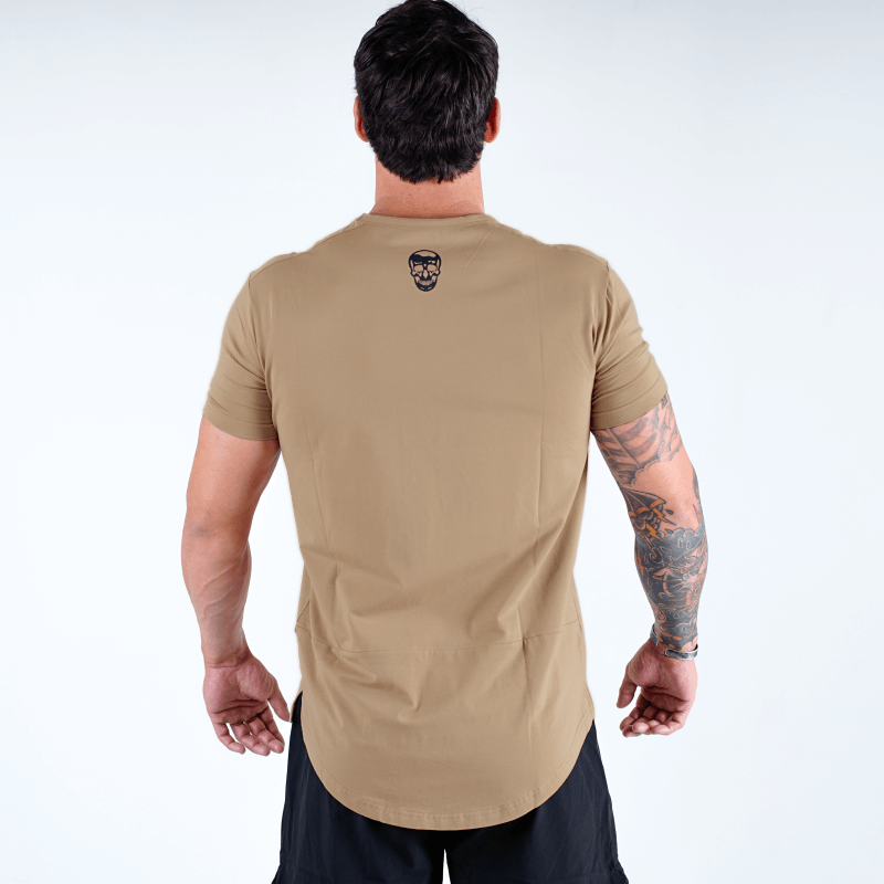 short sleeve shirt tan back