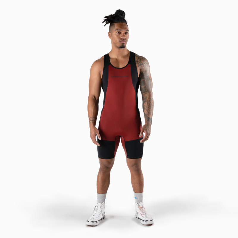 mens weightlifting singlet red