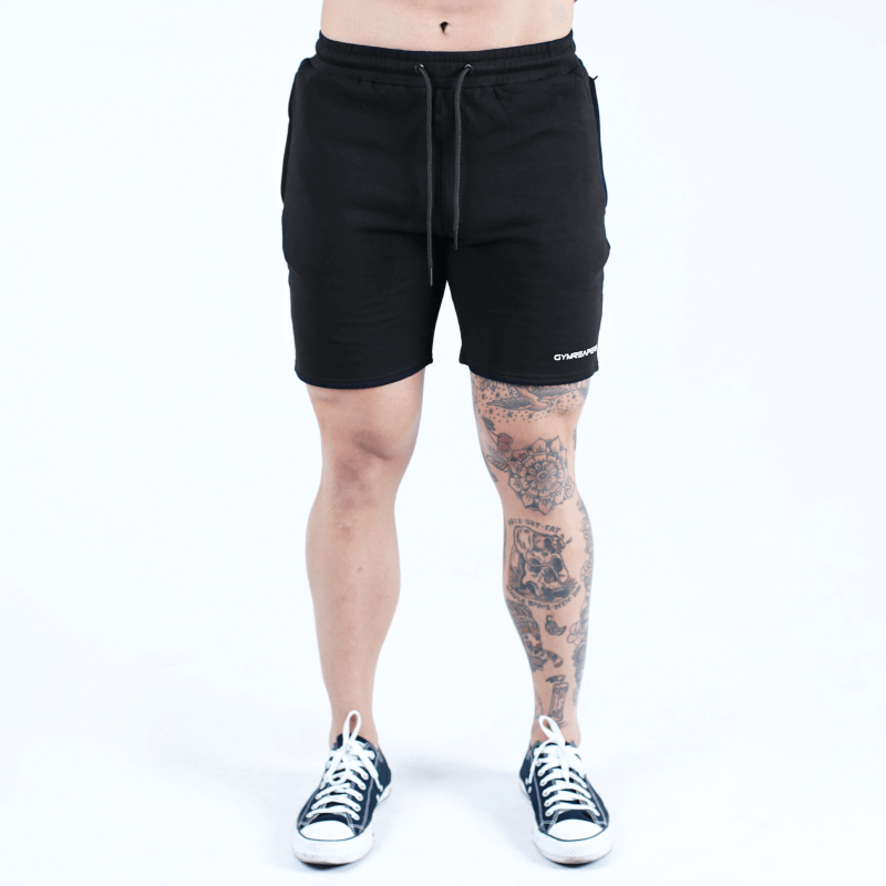sweat shorts black font